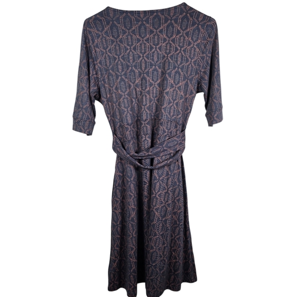 Toad & Co Dress Womens Cue Faux Wrap Cafe Dress Blue Batik Elbow Sleeve Size S - Picture 2 of 13